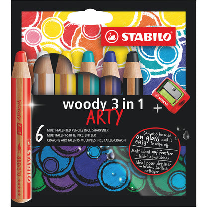 Stabilo Woody 3 in 1 Arty 6 krāsu zīmuļi smartkids.lv